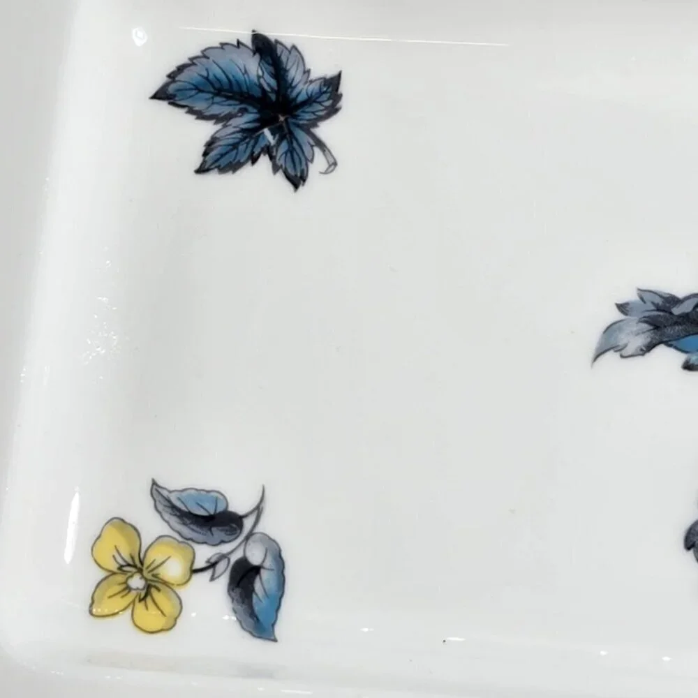 Royal Worcester Bone China Bone Rectangular Serving Tray Floral Design Gold Trim